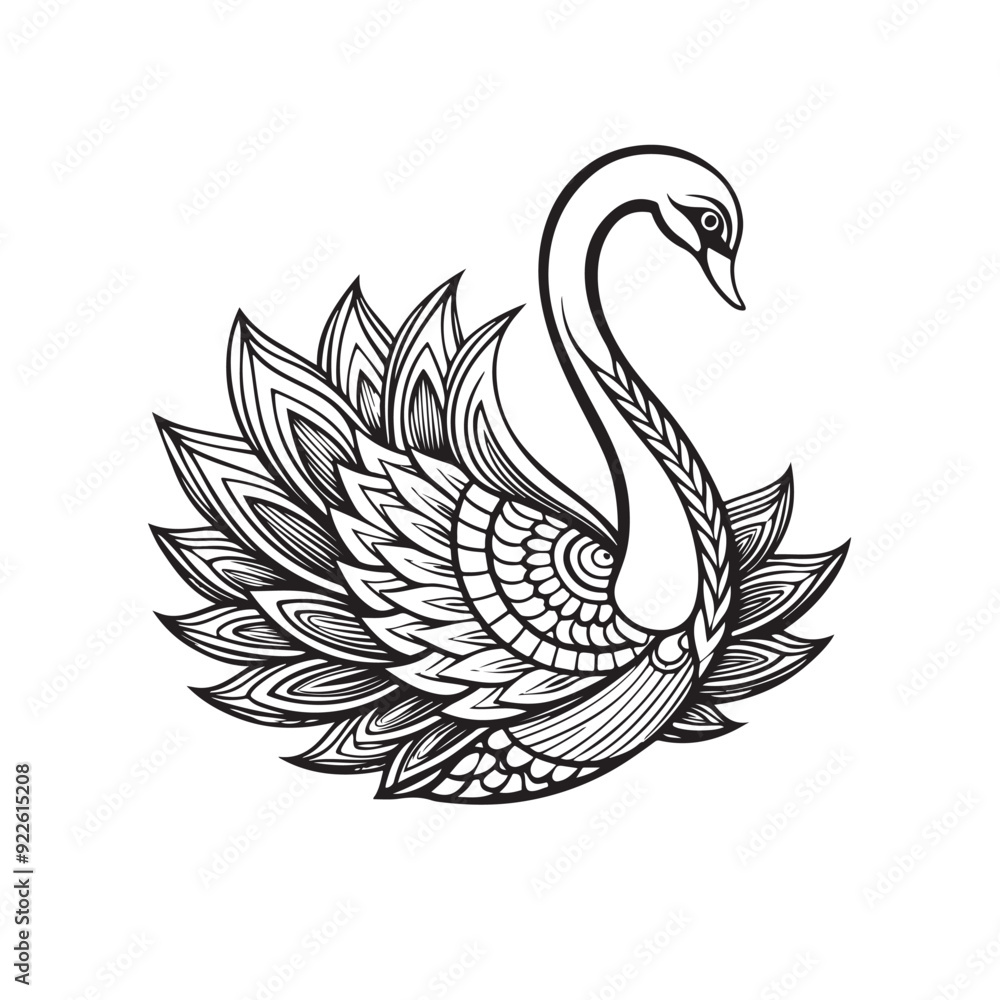 Fototapeta premium Swan coloring page mandala art design 