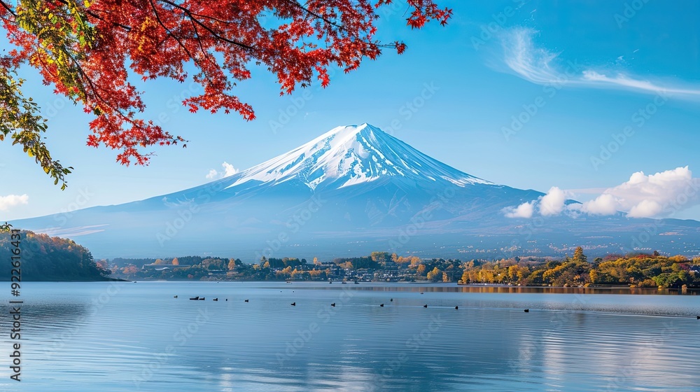 Fototapeta premium Beautiful Mount Fuji with snow capped