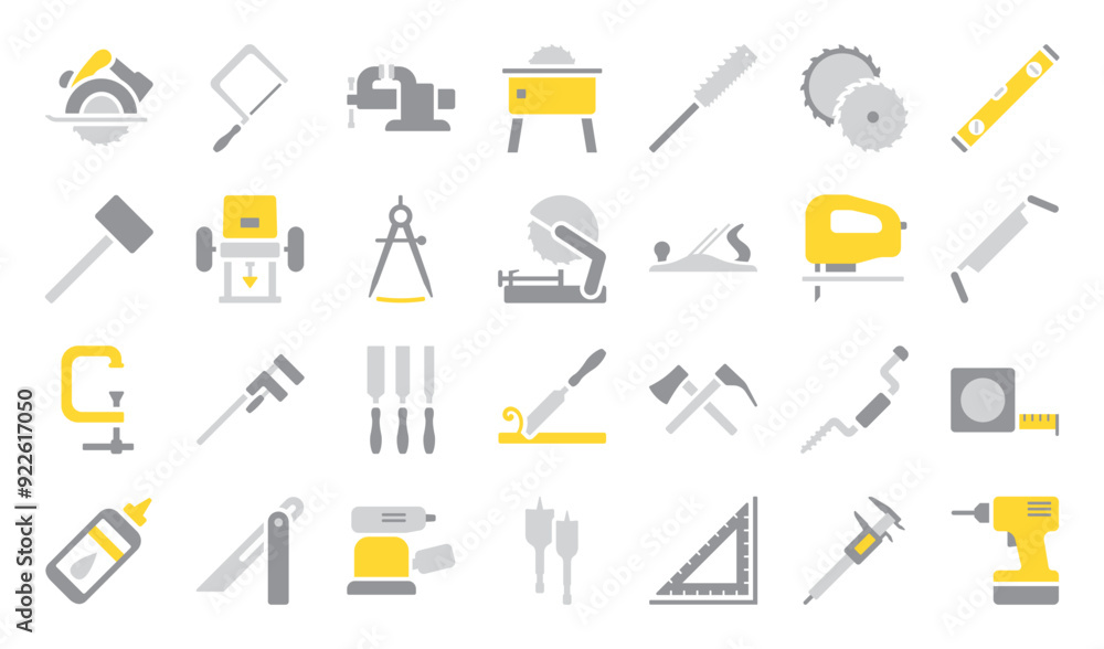 A set of wood working themed icons A set of wood working themed icons