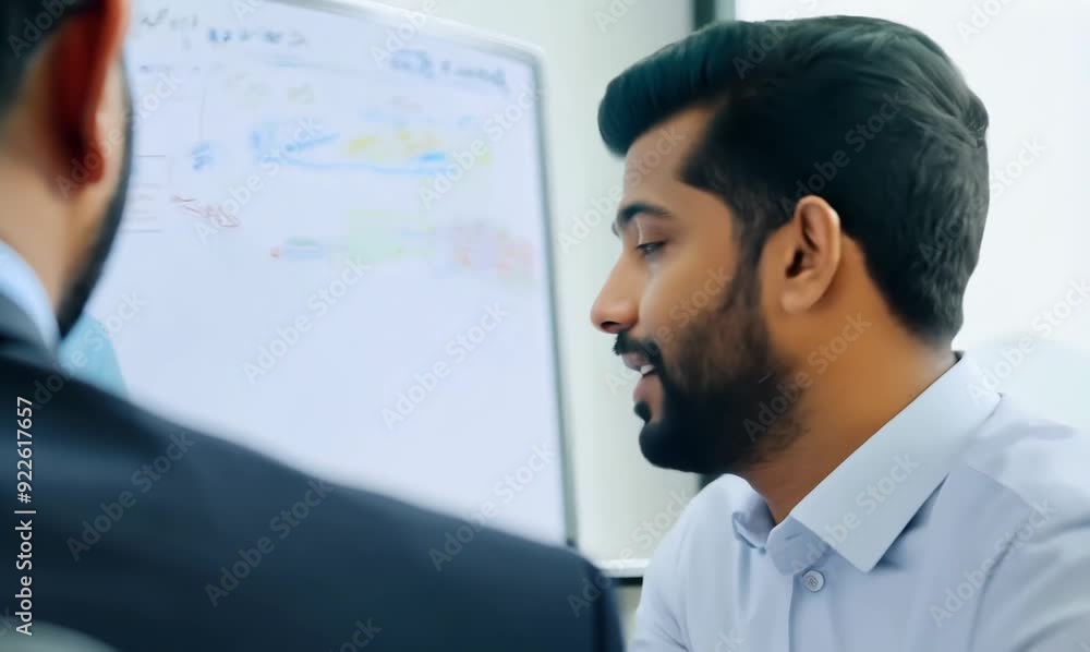 Pakistani Man Collaborating in Office Meeting Room Pakistani Man Collaborating in Office Meeting Room