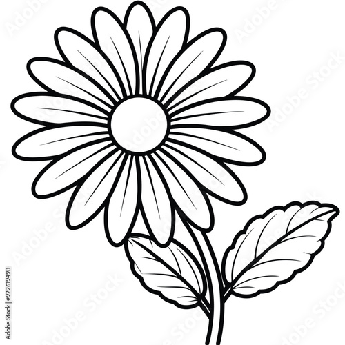 Simple Flower Line Art Icon with Bold Lines and Simple Shapes on White Background, Vector Style in SVG Format, Suitable as a Coloring Page for Kids