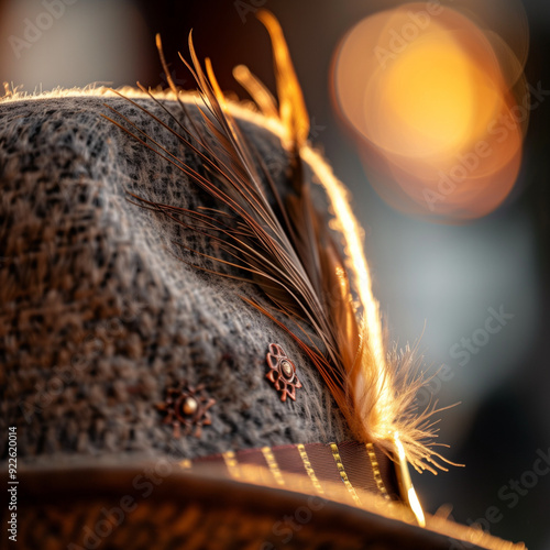 Feathered Hat with Decorative Pins at Oktoberfest Evening Event photo