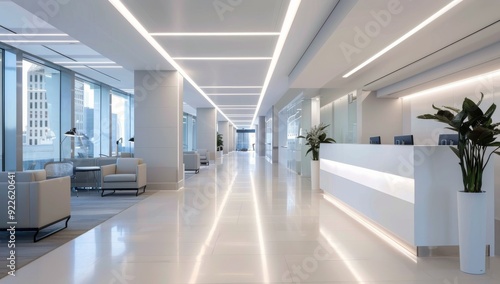 Modern Reception Area With Bright Lighting and Minimalist Design