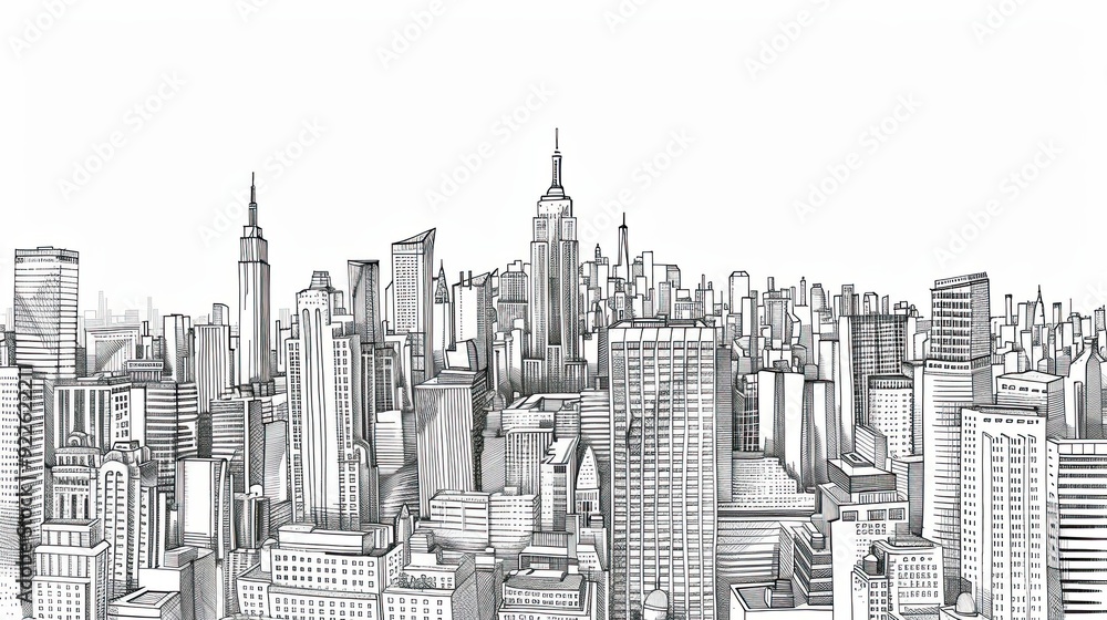 Naklejka premium Modern City skyline highly detailed hand