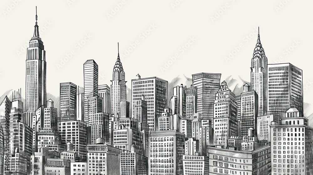 Modern City skyline highly detailed hand Modern City skyline highly detailed hand