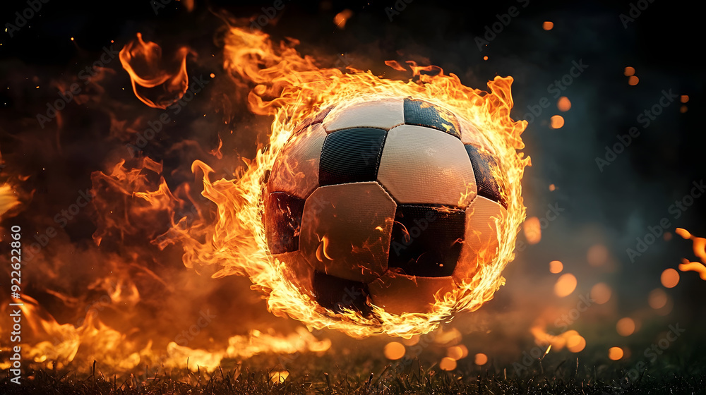 Fototapeta premium energy football on fire