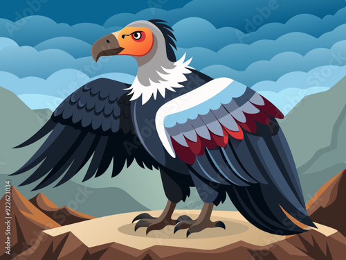 Condor des Andes charognard vautour sauvage nature animal grande espèce d’oiseau avec envergure
