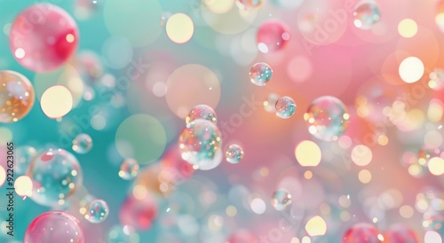 Colorful Bubbles Floating in a Dreamy Background With Soft Lighting