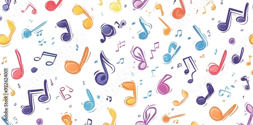 Colorful Music Notes Seamless Pattern.