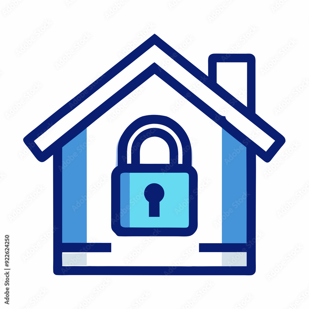 House icon with lock symbol representing security and safety House icon with lock symbol representing security and safety