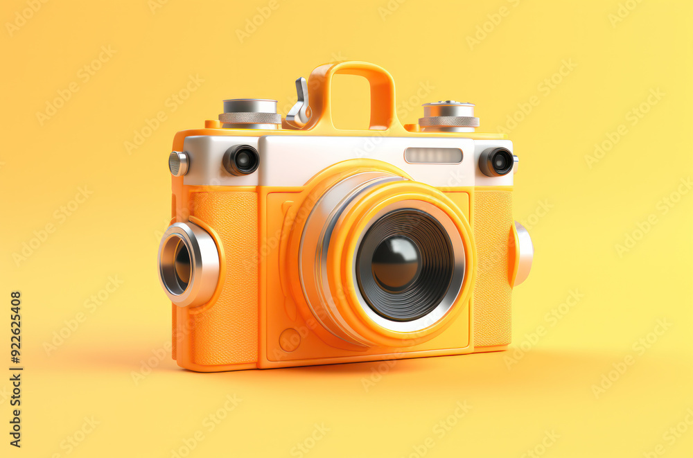 Retro orange camera. Old-fashioned photo camera in bright orange space close-up Retro orange camera. Old-fashioned photo camera in bright orange space close-up