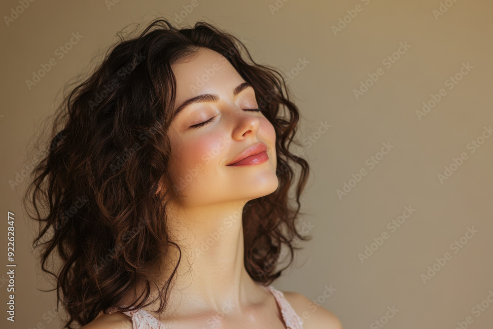 A close up of a woman's face with her eyes closed A close up of a woman's face with her eyes closed