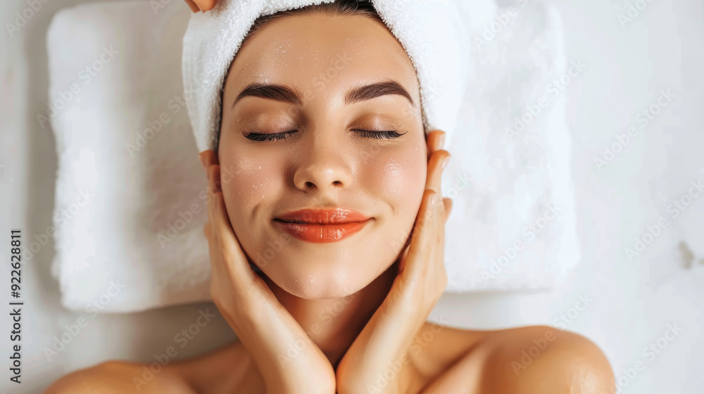 A woman relaxes with her eyes closed, enjoying a facial treatment at a tranquil spa