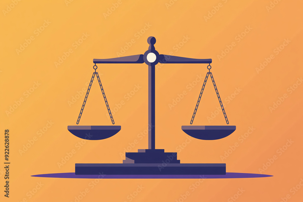 stylized depiction of scales of justice is placed on an orange background combining traditional symbolism with a modern artistic twist stylized depiction of scales of justice is placed on an orange background combining traditional symbolism with a modern artistic twist