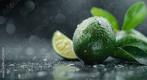 Fresh Avocados With Water Droplets on Dark Surface Under Soft Light