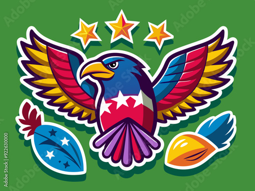 Aigle américain ensemble autocollant coloré
