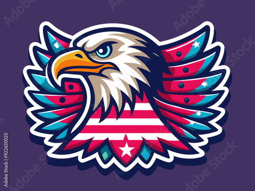 Aigle américain ensemble autocollant coloré