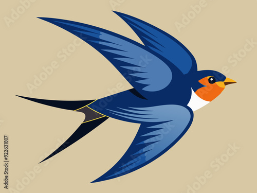 Hirondelle ou Martin comme oiseau passereau avec de longues ailes pointues Ensemble de vecteurs
