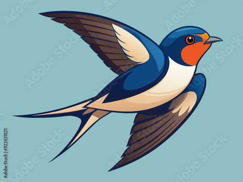Hirondelle ou Martin comme oiseau passereau avec de longues ailes pointues Ensemble de vecteurs
