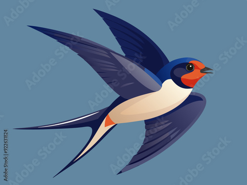 Hirondelle ou Martin comme oiseau passereau avec de longues ailes pointues Ensemble de vecteurs
