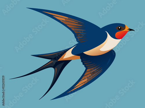 Hirondelle ou Martin comme oiseau passereau avec de longues ailes pointues Ensemble de vecteurs
