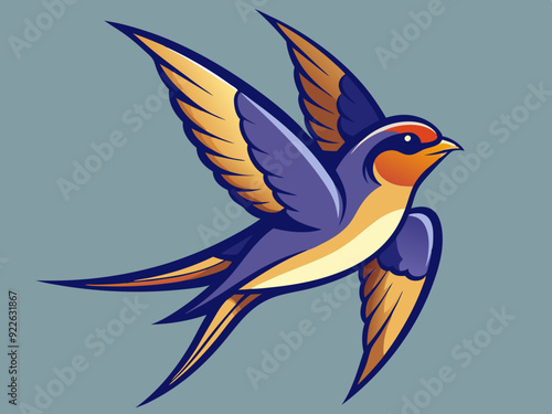 Hirondelle ou Martin comme oiseau passereau avec de longues ailes pointues Ensemble de vecteurs
