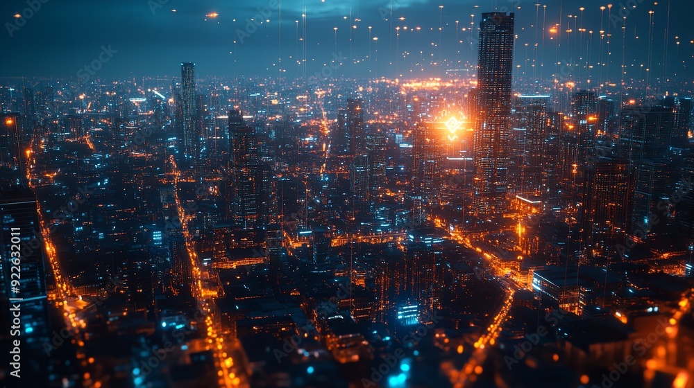 Fototapeta premium Wireless Network and Connection Technology Concept