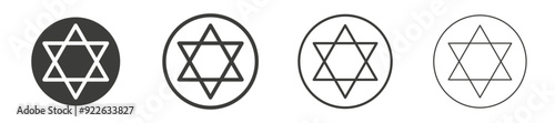 Star of David vector icon set black filled and outlined style. photo