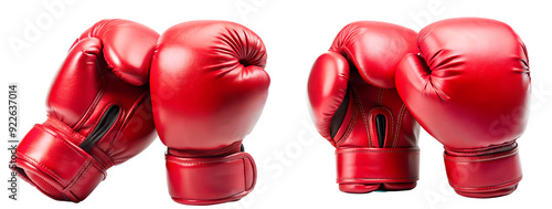 boxing gloves isolated on transparent background, AI generated