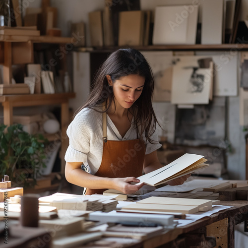 woman working in a book bindery