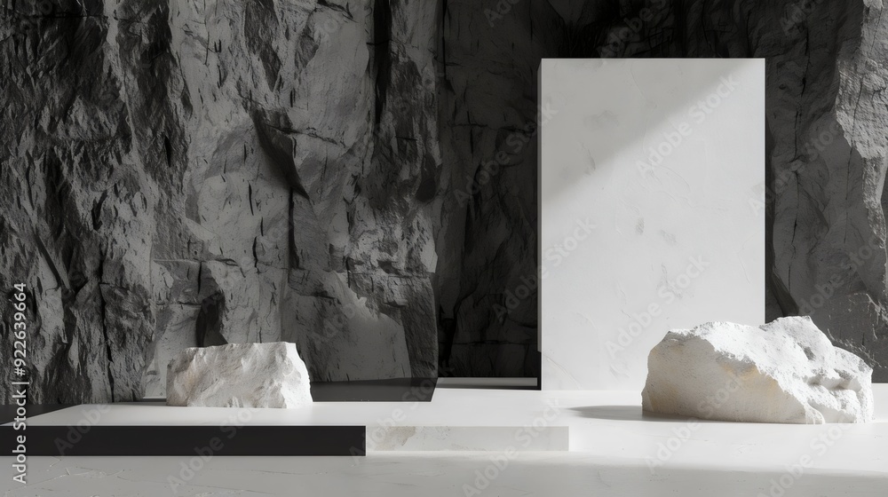 Minimalist Modern Art Gallery Interior with Natural Stone Textures. Generative AI Minimalist Modern Art Gallery Interior with Natural Stone Textures. Generative AI