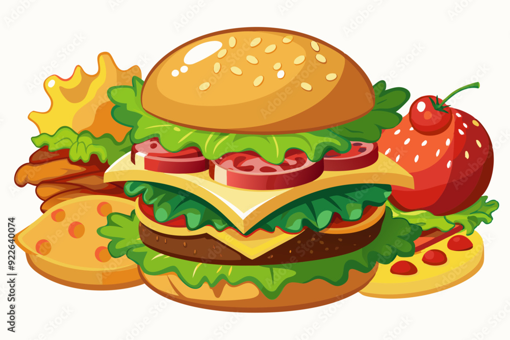 Hamburger, art vector illustration Hamburger, art vector illustration