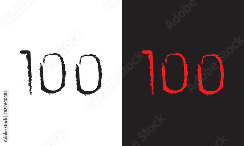 100 Years Anniversary Celebration logo black paintbrush vector, 100 number logo design, 100th Birthday Logo, happy Anniversary, Vector Anniversary For Celebration, poster, Invitation Card 