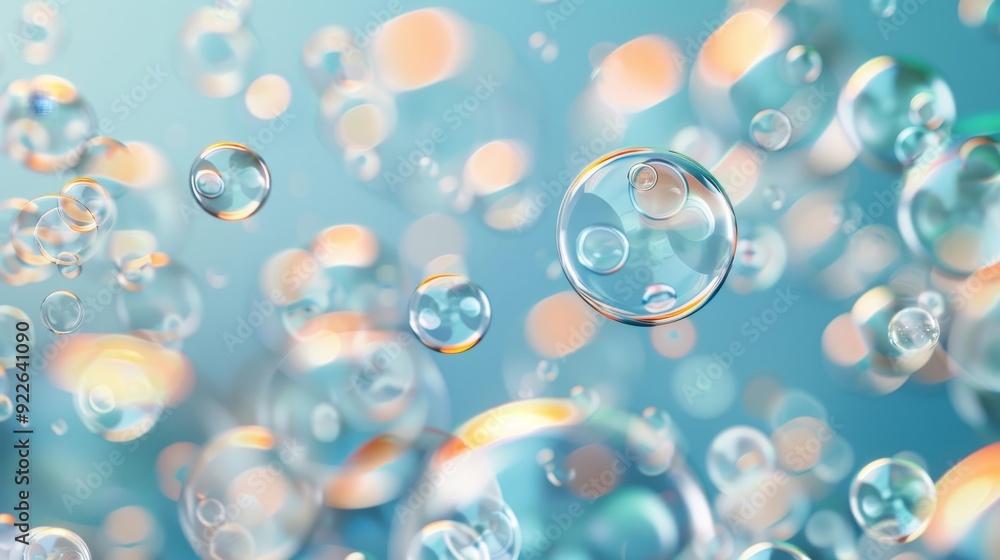 A large, colorful bubble with a blue and orange swirl A large, colorful bubble with a blue and orange swirl