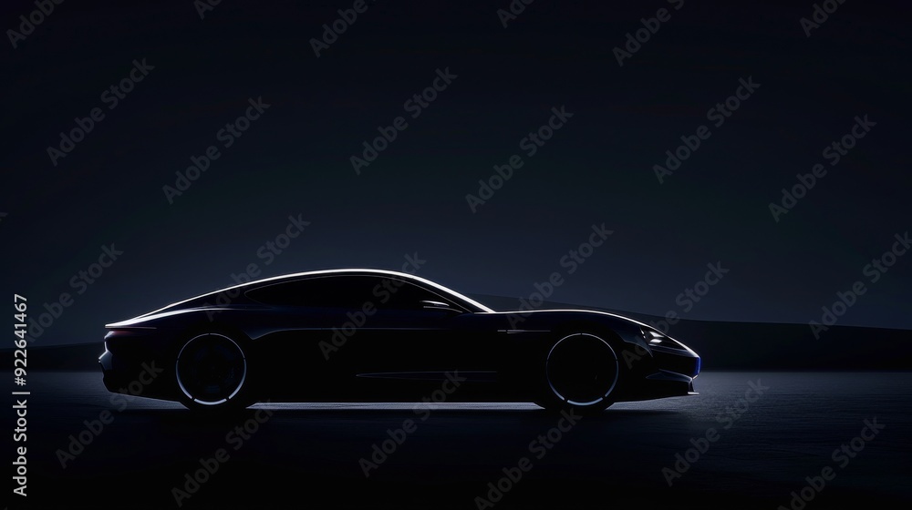 A Sleek Sports Car Silhouette Showcased Under Dramatic and Striking Lighting Effects A Sleek Sports Car Silhouette Showcased Under Dramatic and Striking Lighting Effects