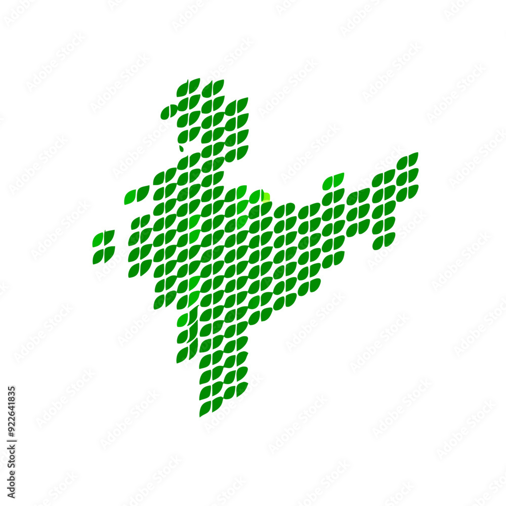 Obraz premium Abstract India Map Formed By Leaf Shapes on a isolated white background (5)