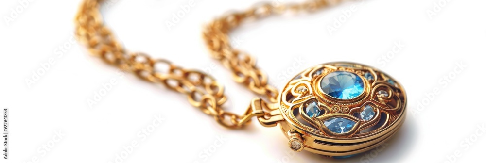 Gold locket embellished with topaz and diamonds featuring a clipping path. Gold locket embellished with topaz and diamonds featuring a clipping path.