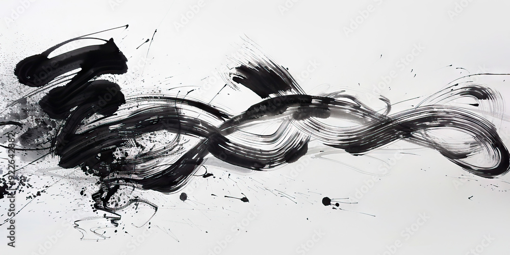 ภาพประกอบสต็อก Calligraphy's flowing lines: A master calligrapher dips ...