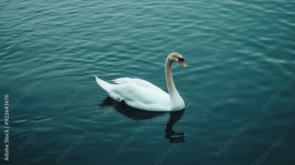A Lone Swan in a Misty Lake A Lone Swan in a Misty Lake