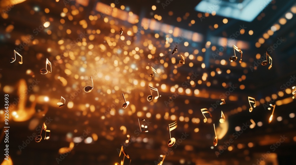 Obraz premium A vibrant display of musical notes floating in a luminous environment.