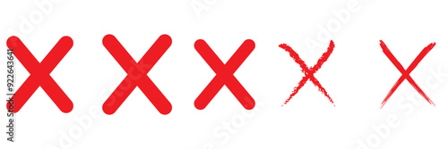 Red error mark icon set. vector illustration of red x mark icon set on white background.