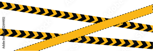 Danger, caution and warning tapes. Black and yellow police stripe border. Crossed caution tape set, Yellow and black warning stripes, hazard, Repeated construction, danger sellotapes. Eps file 103.