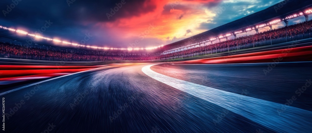 Race Track at Sunset with Motion Blur Race Track at Sunset with Motion Blur