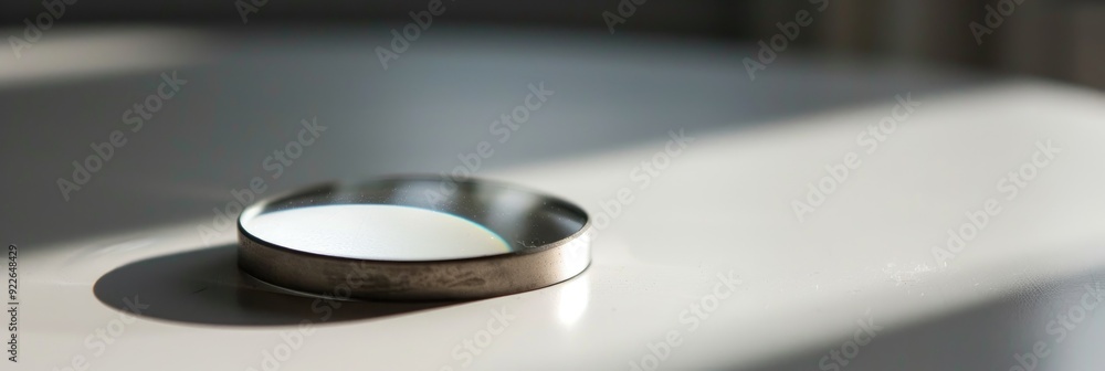 Close-up of a single object on a white surface with a diopter. Close-up of a single object on a white surface with a diopter.