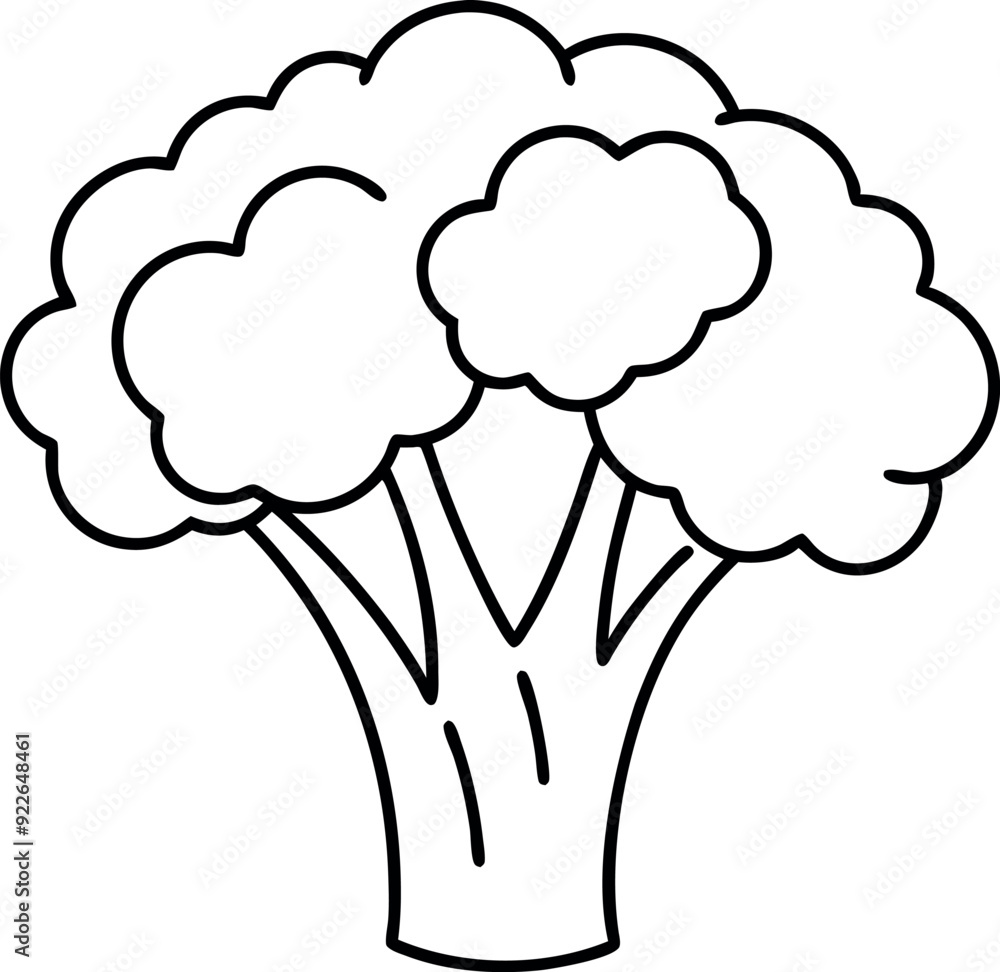 Simple Black and White Broccoli Line Art Illustration Simple Black and White Broccoli Line Art Illustration