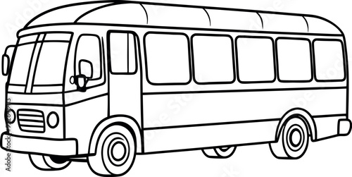 Black and White Bus Line Drawing for Coloring Book