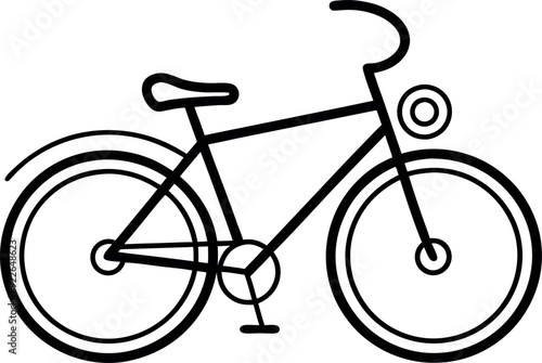 Simple Black And White Bicycle Line Drawing Illustration