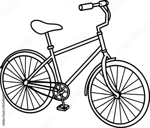 Black and White Bicycle Line Art Illustration for Coloring