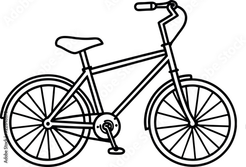 Simple Black and White Bicycle Illustration On White Background