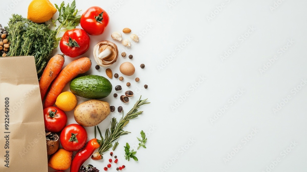 Fresh Grocery Shopping Bag with Variety of Produce Fresh Grocery Shopping Bag with Variety of Produce